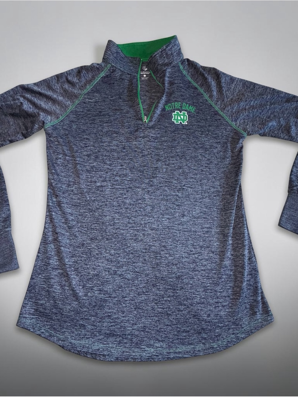 Colosseum Women’s Large Notre Dame Fighting Irish ¼ Zip Pullover Blue Heathered